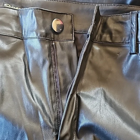 Shinestar black vegan leather pants not worn Size XL washable high rise - Picture 11 of 11